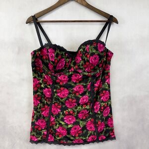 Smart Sexy Floral Bustier Corset Top Womens 40C Stretch Lace Trim Indie Grunge